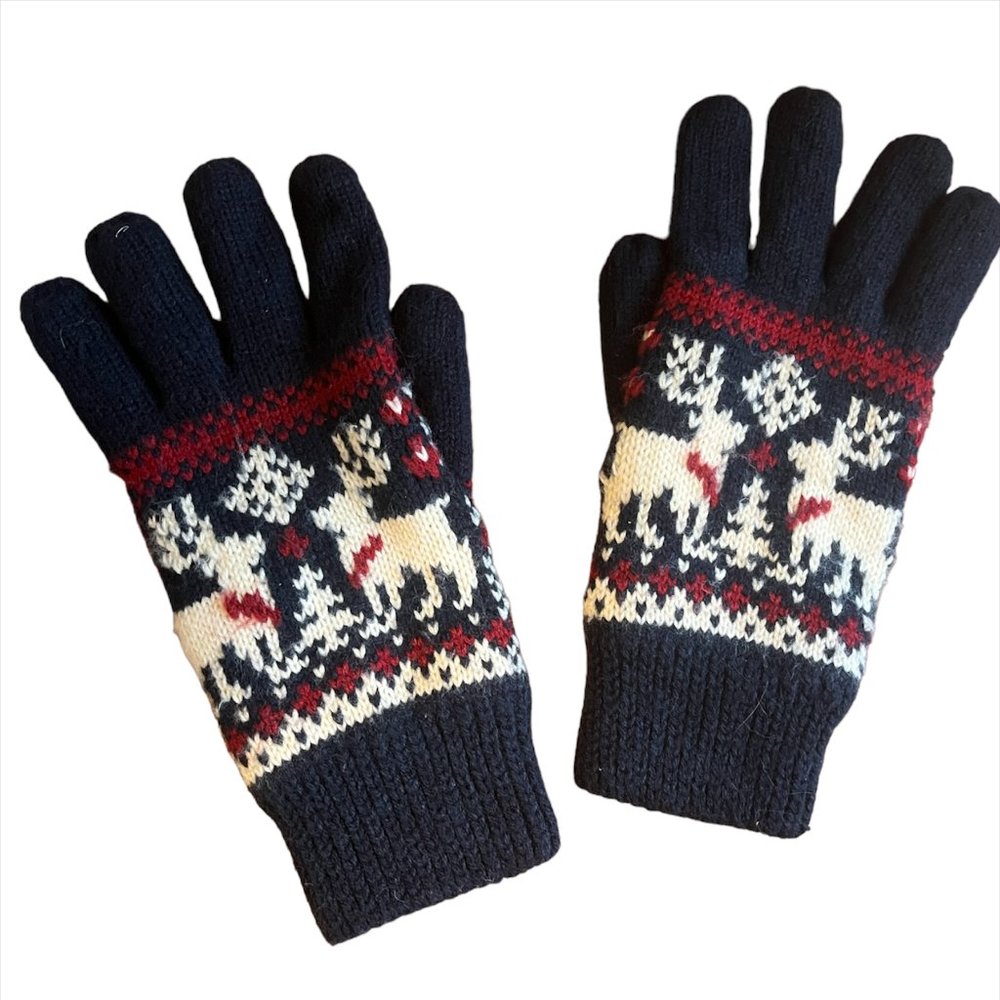Winter Holiday Gloves with Reindeer